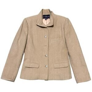 VTG Ralph Lauren Purple Label Blazer Jacket Womens 12 Camel Hair Tan USA Luxury